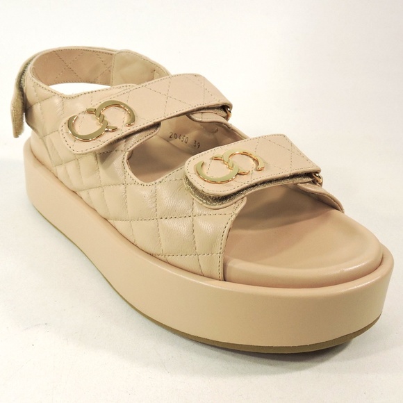 CASADEI 🇮🇹 WOMENS BEIGE SOFT LEATHER SUMMER PLATFORM SANDALS - Picture 3 of 7